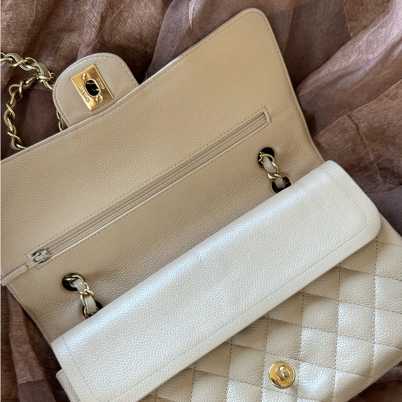 SOLD - CHANEL Beige Caviar Classic Double Flap Medium GHW Series 14 with card - Picture 13 of 17